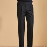 Pantalon droit à plis pour homme