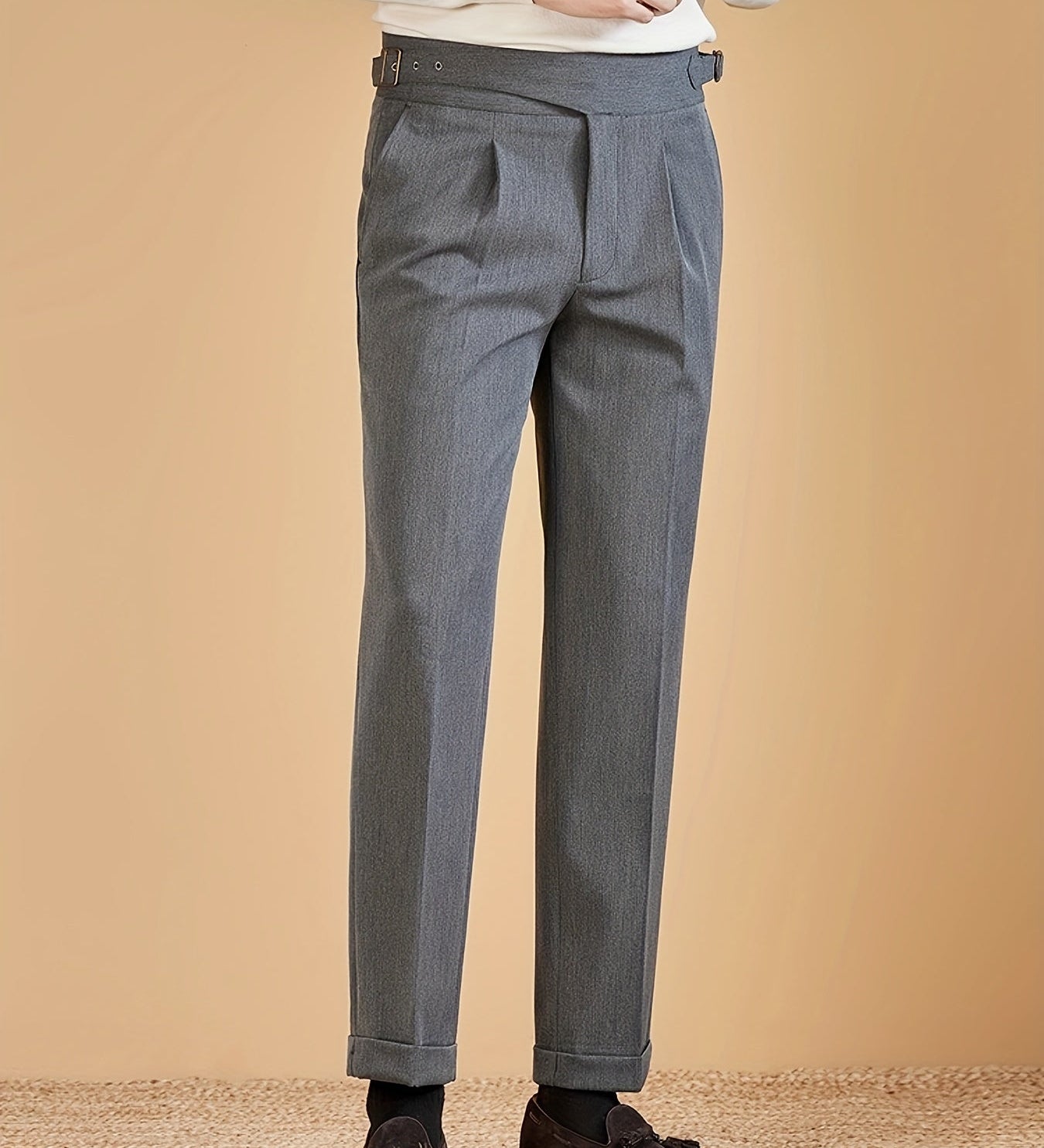 Pantalon droit à plis pour homme