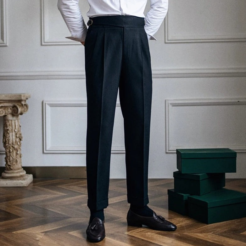 Pantalon homme à pinces avec taille haute