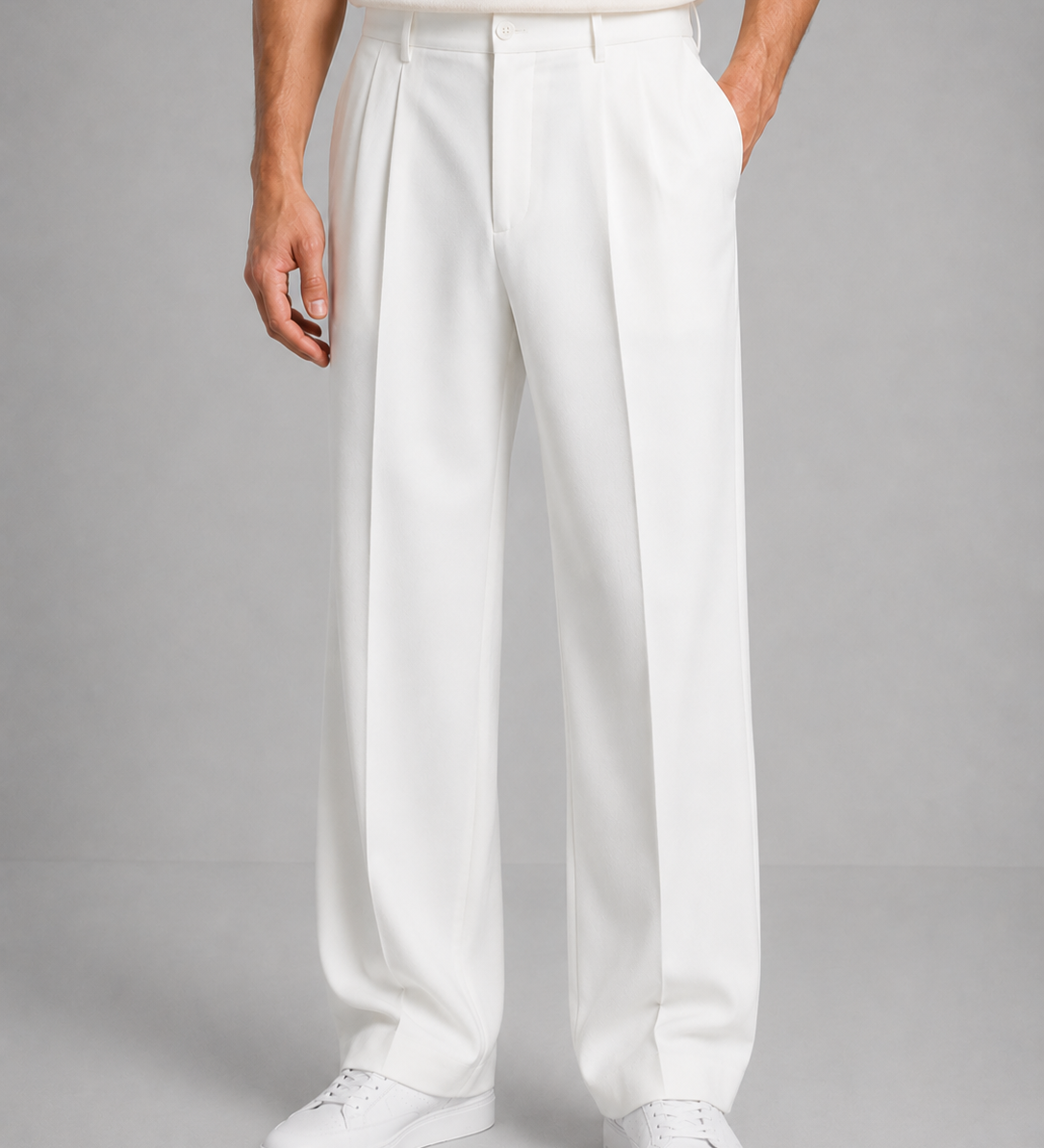 Pantalon homme droit plissé