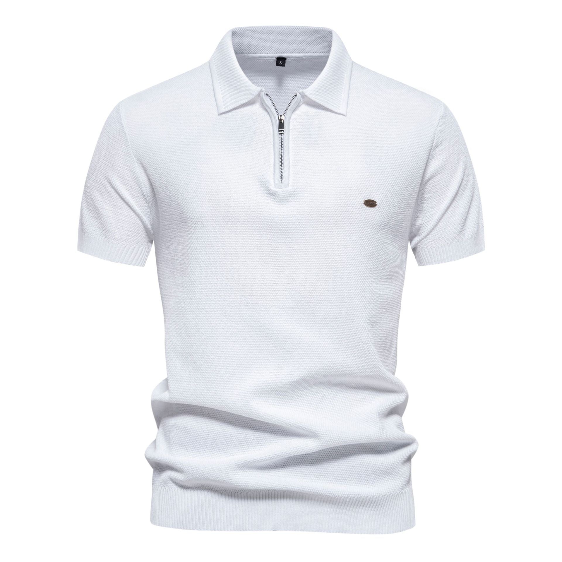Polo homme demi-zip texturé