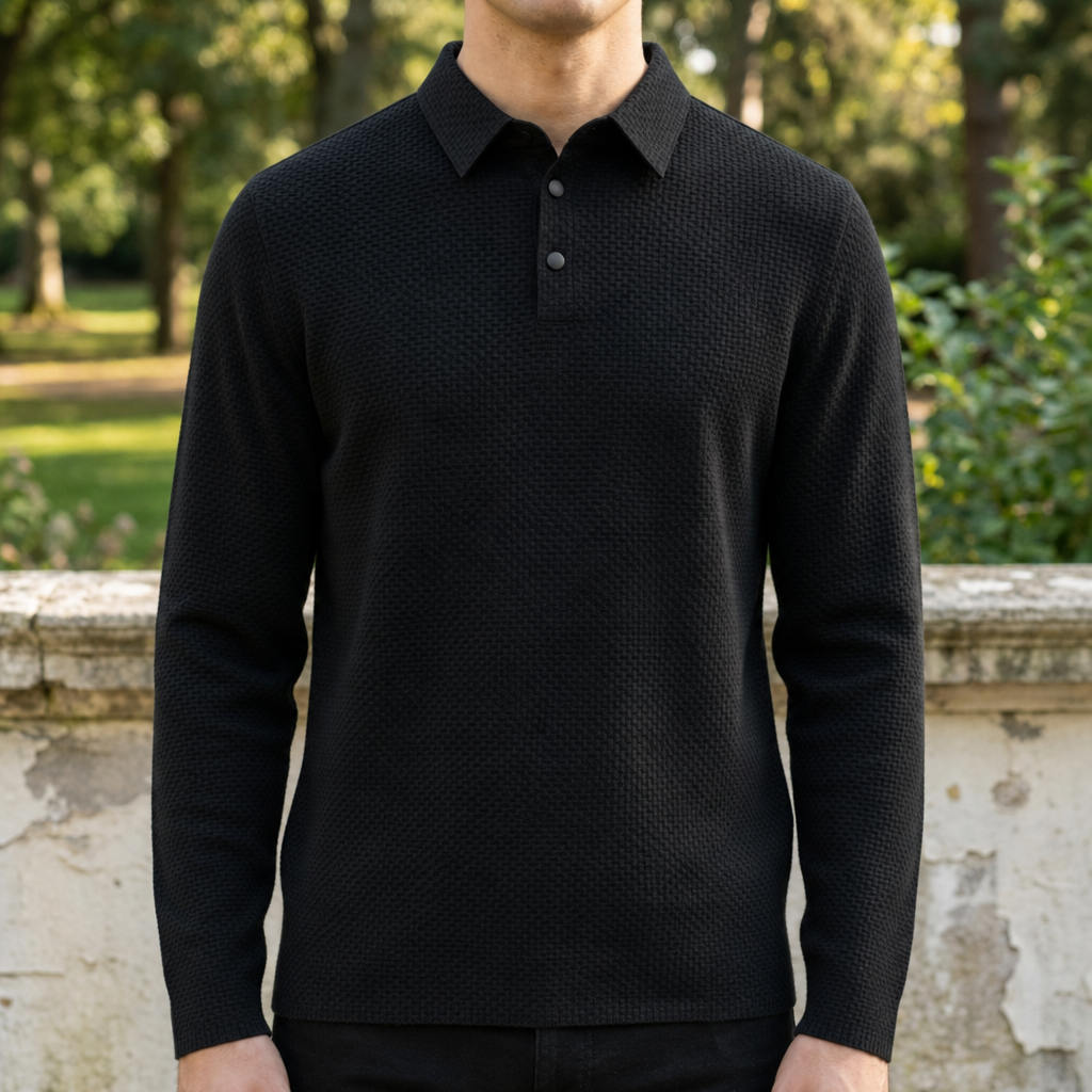 Polo homme boutonné manches longues
