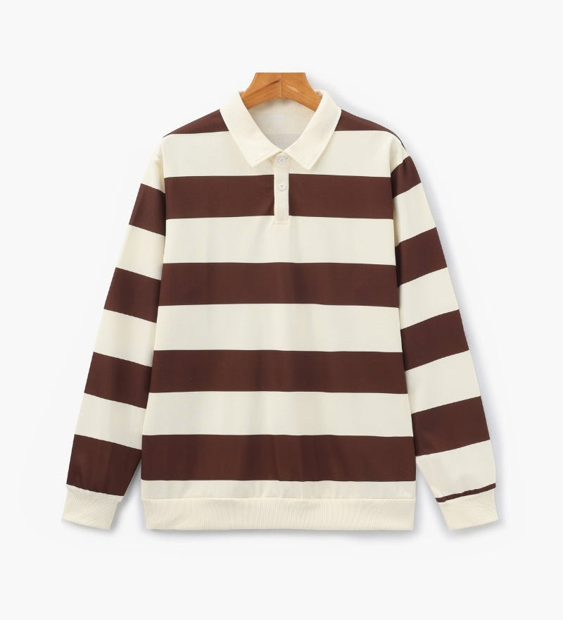 Polo homme rayé manches longues