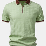 Polo homme texturé à col zippé contrasté