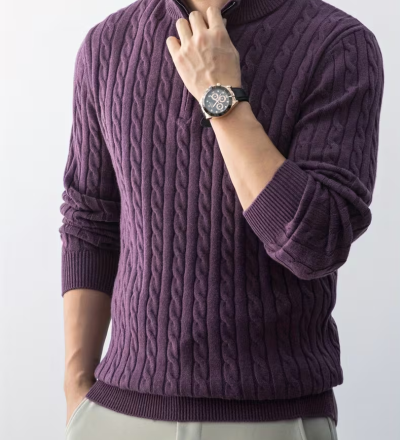 Pull col montant zippé pour homme