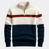 Pull homme demi-zip rayé
