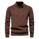 Pull Homme à Col Montant Boutonné