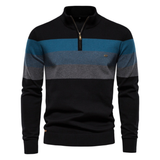 Pull homme à col zippé rayé