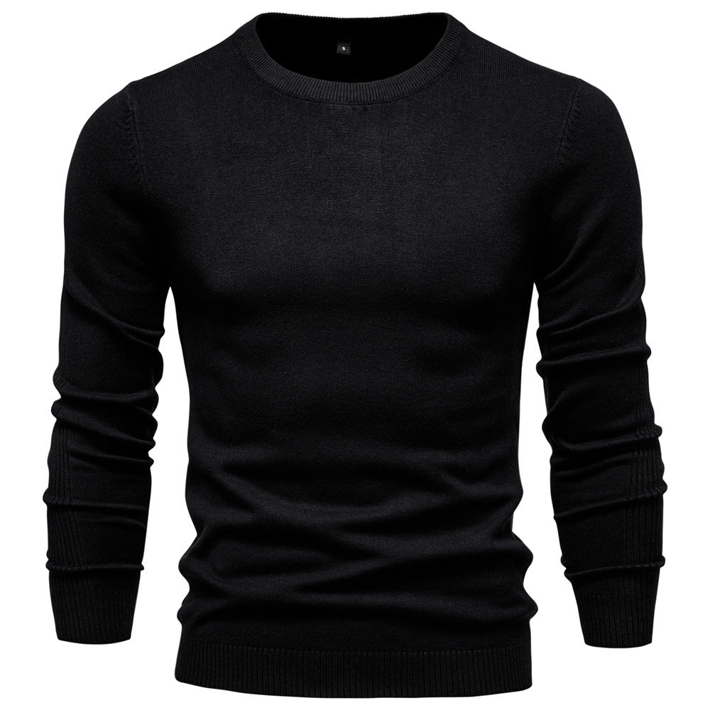 Pull homme ajusté col rond