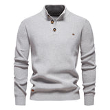 Pull homme boutonné col montant
