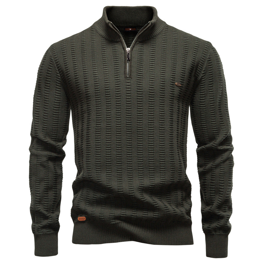 Pull homme col montant texturé
