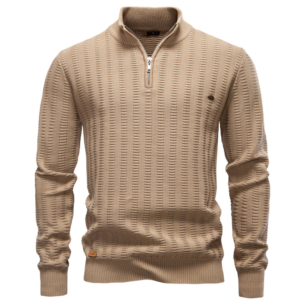 Pull homme col montant texturé