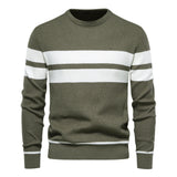 Pull homme col rond rayé