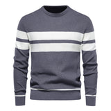 Pull homme col rond rayé