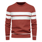 Pull homme col rond rayé
