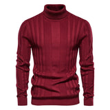 Pull homme col roulé côtelé