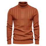 Pull homme col roulé côtelé