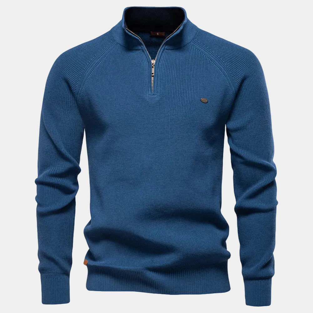 Pull homme col montant zippé