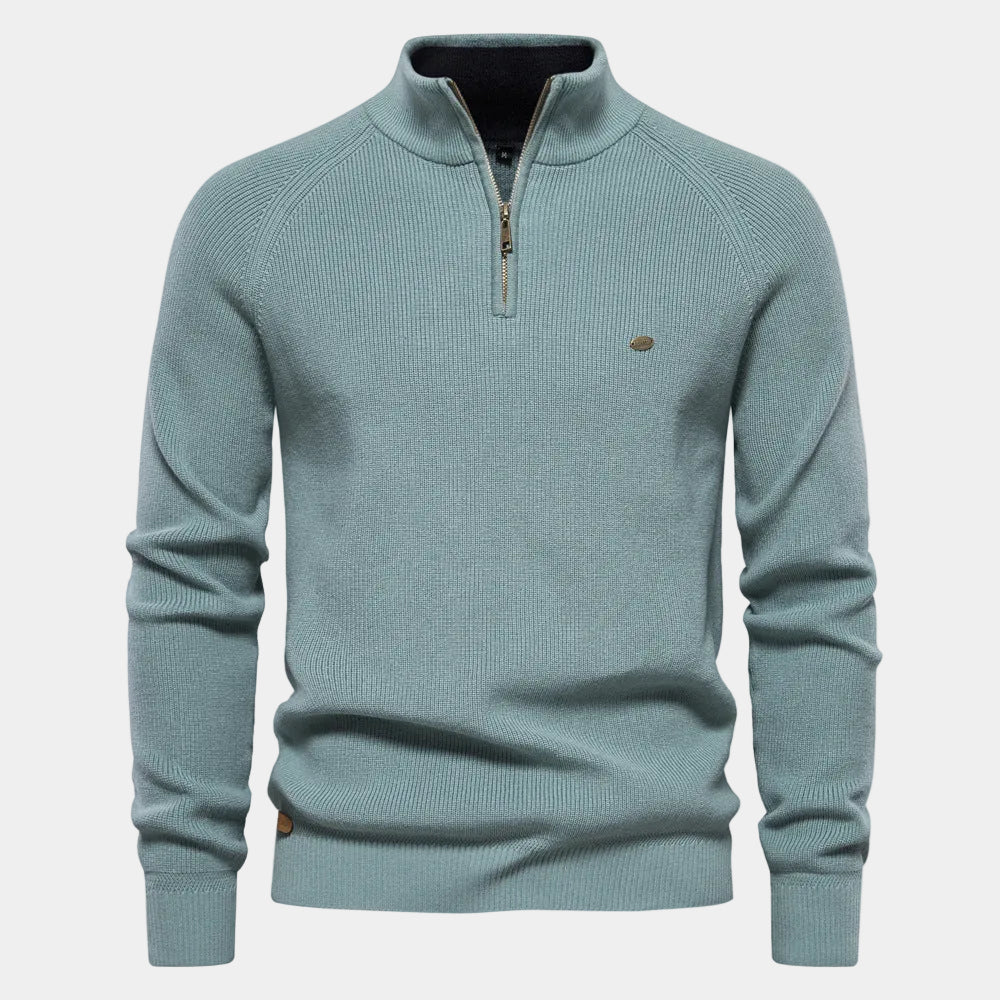 Pull homme col montant zippé