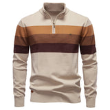 Pull homme rayé col zippé