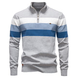 Pull homme rayé col zippé