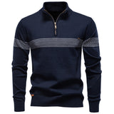 Pull homme rayé demi-zip