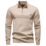 Pull homme rayé demi-zip