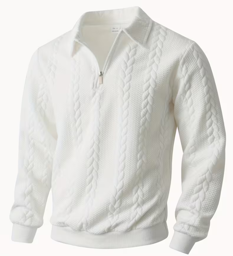 Pull homme torsadé à col zippé
