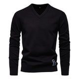 Pull homme uni col V