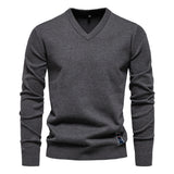 Pull homme uni col V