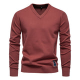 Pull homme uni col V