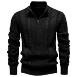 Pull homme zippé à maille torsadée