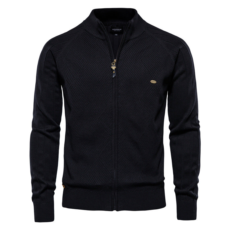 Pull homme zippé texturé