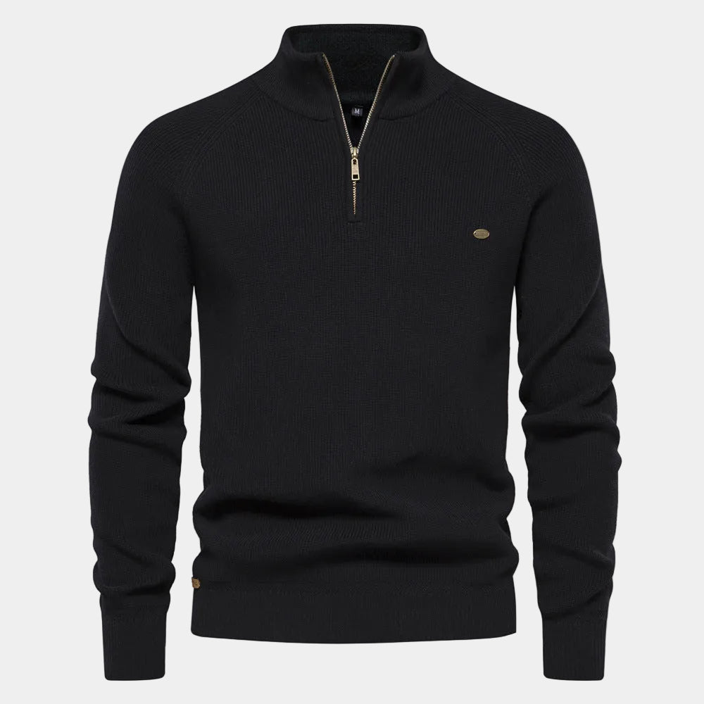 Pull homme col montant zippé