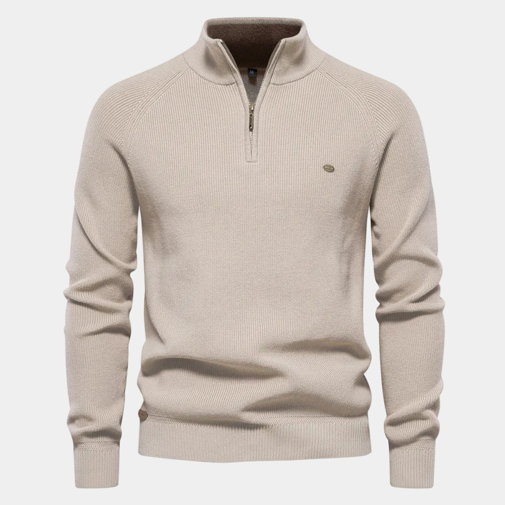 Pull homme col montant zippé