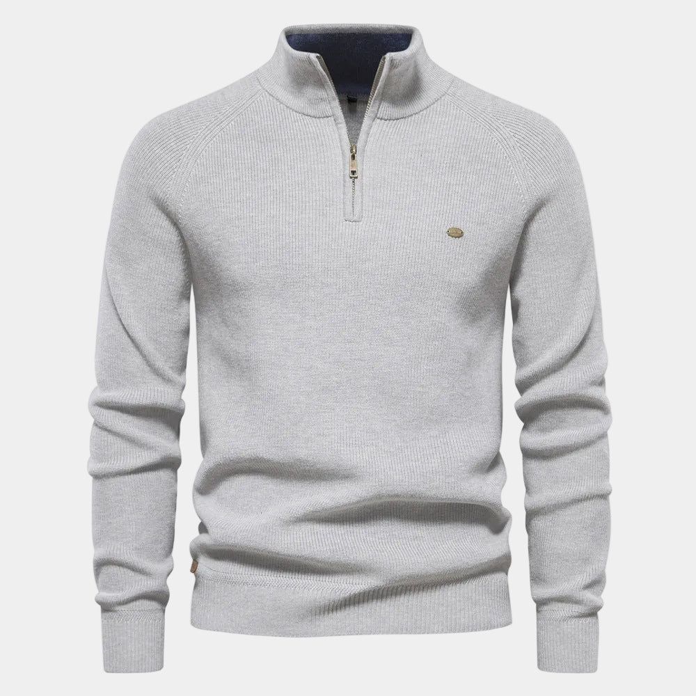 Pull homme col montant zippé