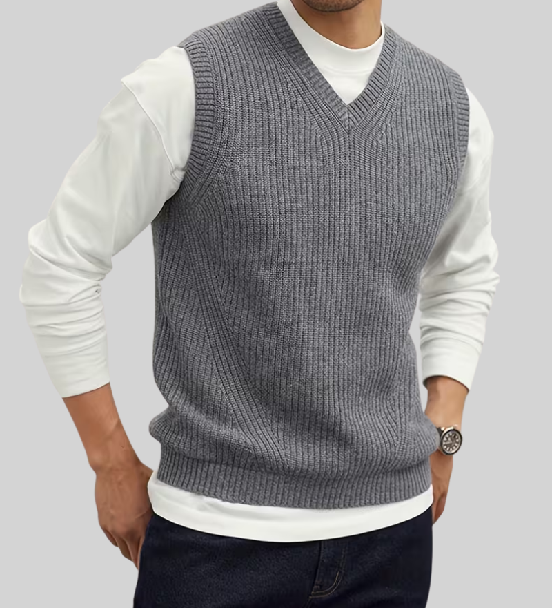 Pull sans manches à col V pour homme
