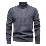 Pull torsadé à col roulé pour homme