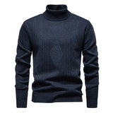 Pull torsadé à col roulé pour homme