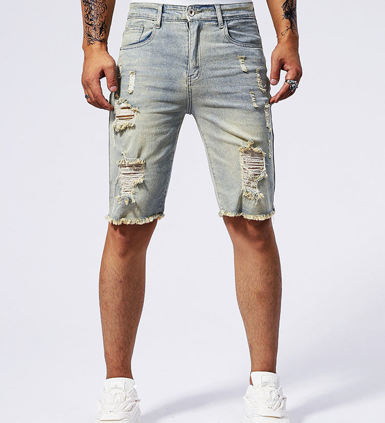 Short homme déchiré coupe droite