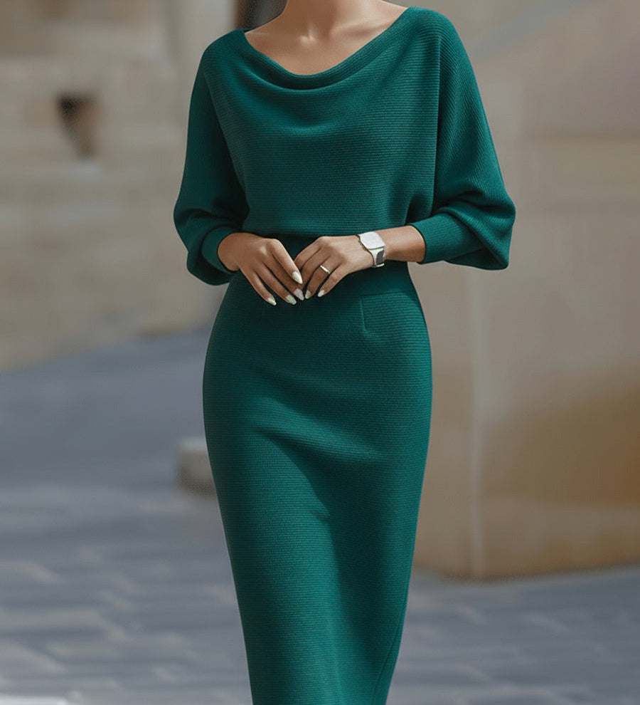 Clarisse™ — Robe midi drapée élégante intemporelle